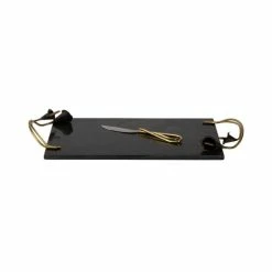 Promo 🎁 Michael Aram Calla Lily Midnight Cheese Board W/Knife Black/gold ⭐